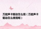 萬能聲卡驅(qū)動怎么用（萬能聲卡驅(qū)動怎么使用呢）