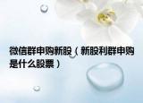 微信群申購新股（新股利群申購是什么股票）