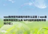 wps降序排列表格內(nèi)容怎么設(shè)置（wps表格降序排列怎么弄 WPS如何表格降序排列介紹）