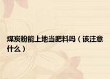 煤炭粉能上地當(dāng)肥料嗎（該注意什么）