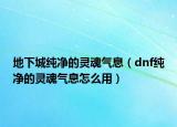 地下城純凈的靈魂氣息（dnf純凈的靈魂氣息怎么用）