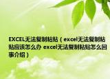 EXCEL無法復制粘貼（excel無法復制粘貼應該怎么辦 excel無法復制粘貼怎么回事介紹）