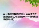 excel如何用數據透視表（Excel中的數據透視表怎么用 怎么在Excel中使用數據透視表介紹）