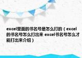 excel里面的書名號是怎么打的（excel的書名號怎么打出來 excel書名號怎么才能打出來介紹）