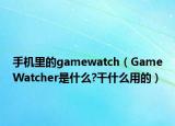 手機(jī)里的gamewatch（GameWatcher是什么?干什么用的）