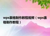 wps表格制作教程視頻（wps表格制作教程）