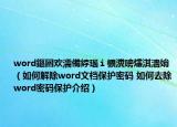 word鏂囦歡濡備綍瑙ｉ櫎瀵嗙爜淇濇姢（如何解除word文檔保護(hù)密碼 如何去除word密碼保護(hù)介紹）