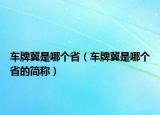 車牌冀是哪個?。ㄜ嚺萍绞悄膫€省的簡稱）