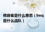 佬麻雀是什么意思（lmq是什么戰(zhàn)隊）