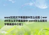 word文檔文字垂直居中怎么設(shè)置（word中怎么文字垂直居中 word怎么設(shè)置文字垂直居中介紹）