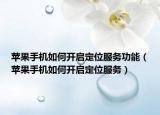 蘋果手機如何開啟定位服務(wù)功能（蘋果手機如何開啟定位服務(wù)）