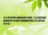 怎么恢復(fù)微信已刪除的照片視頻（怎么恢復(fù)微信刪除的照片和視頻 微信刪除的相片怎么恢復(fù)回來(lái)介紹）