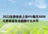 2022年養(yǎng)老金上漲4%每月3000元養(yǎng)老金在全國(guó)是什么水平