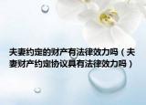 夫妻約定的財(cái)產(chǎn)有法律效力嗎（夫妻財(cái)產(chǎn)約定協(xié)議具有法律效力嗎）