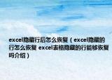 excel隱藏行后怎么恢復(fù)（excel隱藏的行怎么恢復(fù) excel表格隱藏的行能夠恢復(fù)嗎介紹）