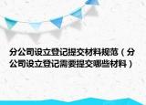 分公司設(shè)立登記提交材料規(guī)范（分公司設(shè)立登記需要提交哪些材料）