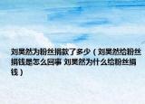 劉昊然為粉絲捐款了多少（劉昊然給粉絲捐錢是怎么回事 劉昊然為什么給粉絲捐錢）
