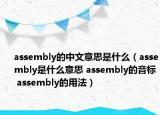 assembly的中文意思是什么（assembly是什么意思 assembly的音標(biāo) assembly的用法）