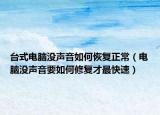 臺式電腦沒聲音如何恢復(fù)正常（電腦沒聲音要如何修復(fù)才最快速）