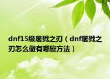 dnf15級屠戮之刃（dnf屠戮之刃怎么做有哪些方法）