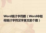 Word統(tǒng)計(jì)字符數(shù)（Word中如何統(tǒng)計(jì)字符漢字英文的個(gè)數(shù)）