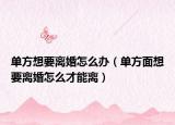單方想要離婚怎么辦（單方面想要離婚怎么才能離）