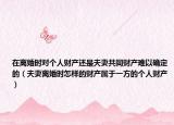 在離婚時對個人財產(chǎn)還是夫妻共同財產(chǎn)難以確定的（夫妻離婚時怎樣的財產(chǎn)屬于一方的個人財產(chǎn)）