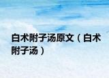 白術(shù)附子湯原文（白術(shù)附子湯）