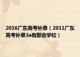 2016廣東高考補錄（2011廣東高考補錄3a有那些學校）