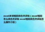 excel多項相同項合并求和（excel相同怎么項合并求和 excel相同項合并求和怎么操作介紹）