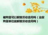 被拘留可以解除勞動(dòng)合同嗎（治安拘留單位能解除勞動(dòng)合同嗎）