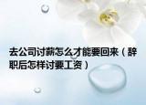 去公司討薪怎么才能要回來（辭職后怎樣討要工資）