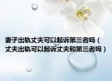 妻子出軌丈夫可以起訴第三者嗎（丈夫出軌可以起訴丈夫和第三者嗎）