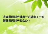 夫妻共同財(cái)產(chǎn)被另一方轉(zhuǎn)走（一方轉(zhuǎn)移共同財(cái)產(chǎn)怎么辦）