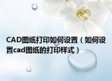 CAD圖紙打印如何設(shè)置（如何設(shè)置cad圖紙的打印樣式）