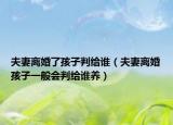 夫妻離婚了孩子判給誰（夫妻離婚孩子一般會判給誰養(yǎng)）