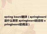 spring board翻譯（springboard是什么意思 springboard的音標(biāo) springboard的用法）