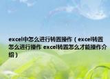 excel中怎么進(jìn)行轉(zhuǎn)置操作（excel轉(zhuǎn)置怎么進(jìn)行操作 excel轉(zhuǎn)置怎么才能操作介紹）