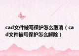 cad文件被寫保護怎么取消（cad文件被寫保護怎么解除）