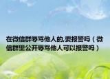 在微信群辱罵他人的,要報(bào)警嗎（微信群里公開辱罵他人可以報(bào)警嗎）