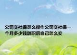 公司交社保怎么操作公司交社保一個(gè)月多少錢(qián)辭職后自己怎么交