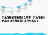 沉魚落雁的落雁是什么意思（沉魚落雁什么意思 沉魚落雁指的是什么意思）