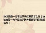 協(xié)議離婚一方不給孩子撫養(yǎng)費(fèi)怎么辦（協(xié)議離婚一方不給孩子撫養(yǎng)費(fèi)是否可以強(qiáng)制執(zhí)行）