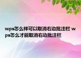 wps怎么樣可以取消右邊批注欄 wps怎么才能取消右邊批注欄