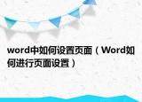 word中如何設(shè)置頁面（Word如何進行頁面設(shè)置）