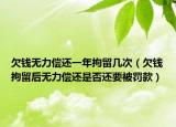 欠錢無(wú)力償還一年拘留幾次（欠錢拘留后無(wú)力償還是否還要被罰款）