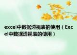 excel中數(shù)據(jù)透視表的使用（Excel中數(shù)據(jù)透視表的使用）