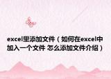 excel里添加文件（如何在excel中加入一個(gè)文件 怎么添加文件介紹）