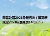醉駕處罰2021最新標準（醉駕新規(guī)定2021標準處罰140以下）