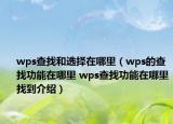 wps查找和選擇在哪里（wps的查找功能在哪里 wps查找功能在哪里找到介紹）